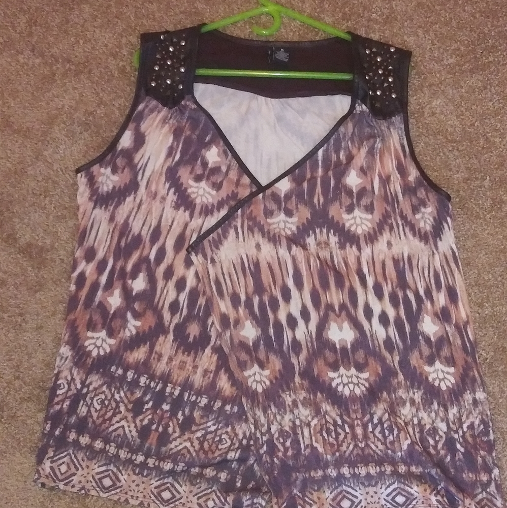New Directions animal cheetah rhinestone Vest
